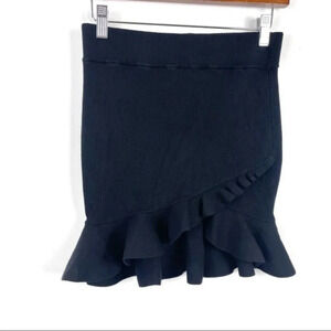 A.L.C. Ribbed Knit Ruffle Mini Skirt Black
